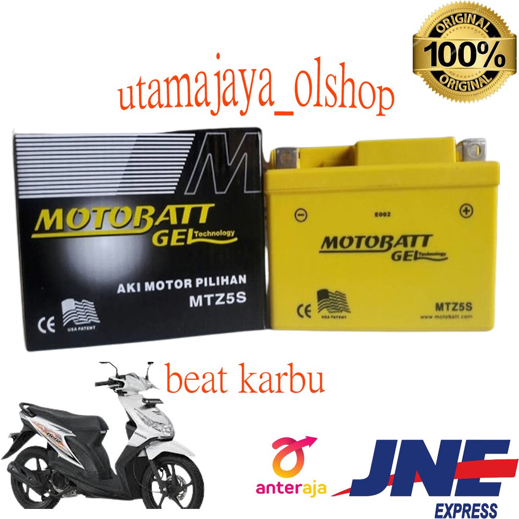 Jual aki motor HONDA beat karbu motobatt MTZ5S accu original | Shopee