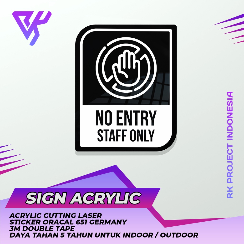 Jual No Entry Staff Only Papan Informasi Sign Board Akrilik Shopee Indonesia