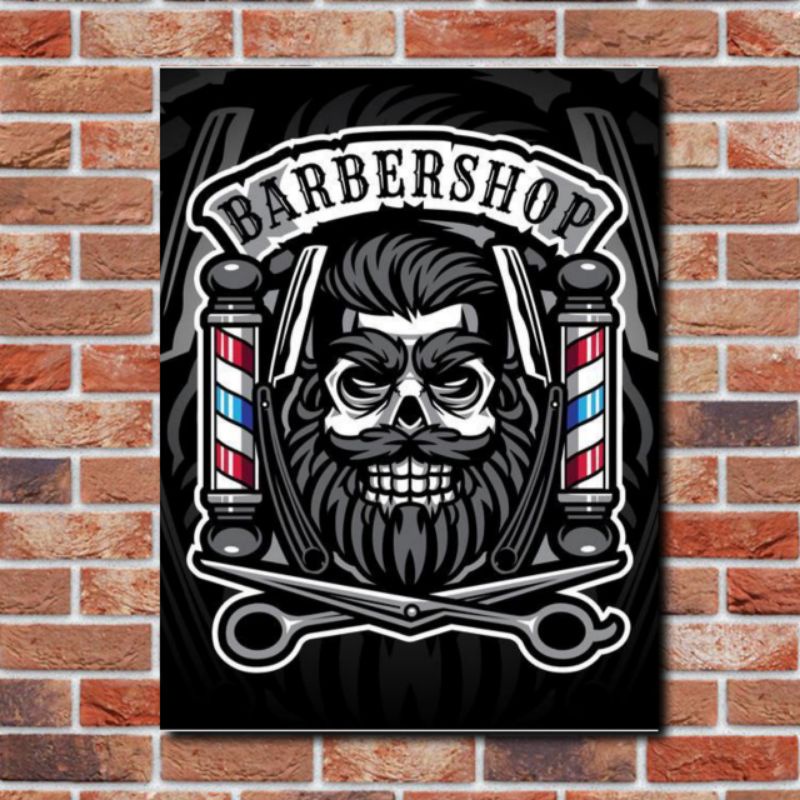 Jual Poster Dinding Frame Kayu Barber Barbershop / pangkas Rambut ...
