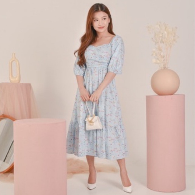 Jual HER APPAREL YERIM MIDI DRESS KOREAN MIDI DRESS Shopee Indonesia