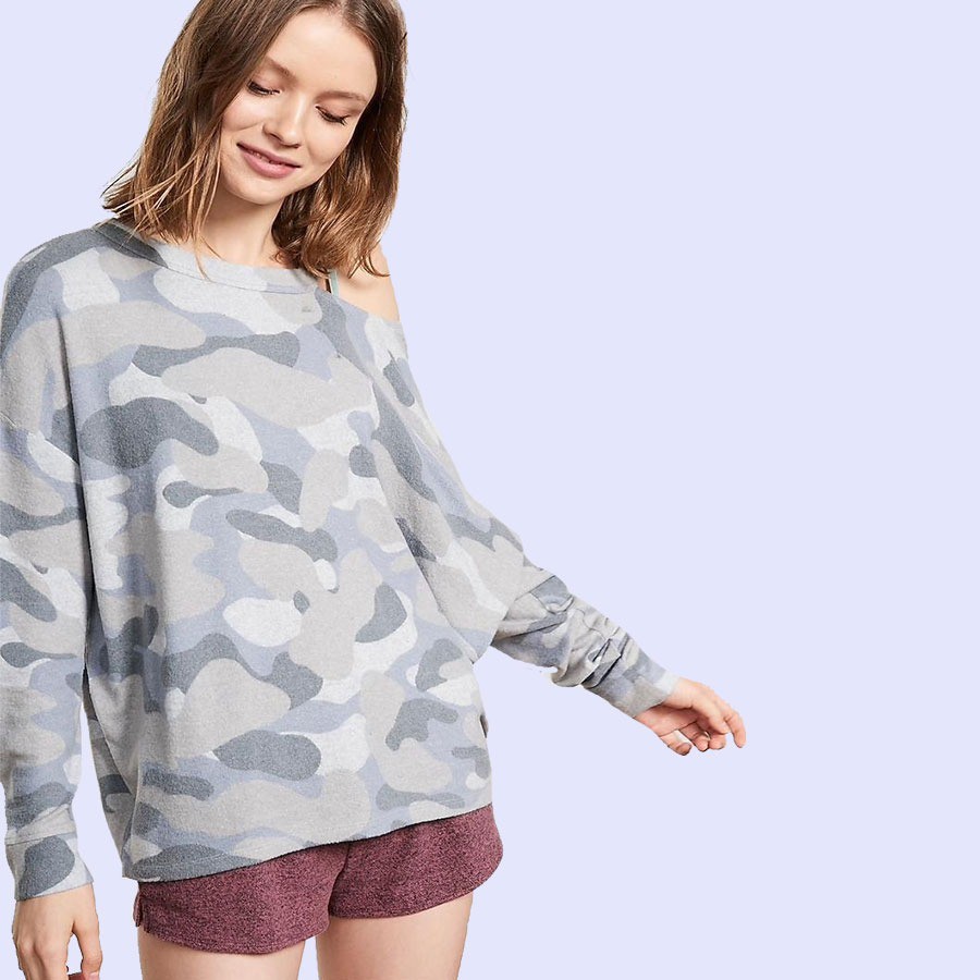 Express oversized sale camo sweatshirt