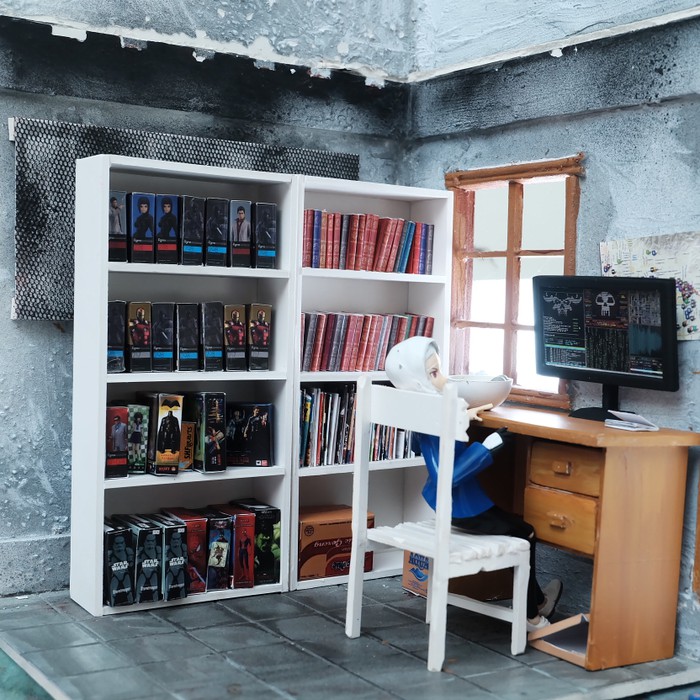 Jual miniatur diorama lemari rak datar bisa untuk majalah box buku ...