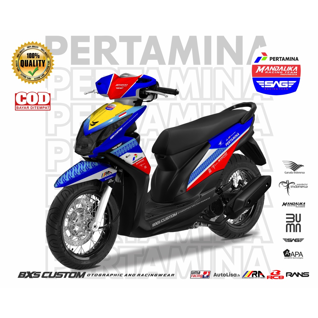 Jual Cod Sticker Decal Honda Beat Livery Pertamina Mandalika Racing