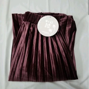 Inkini Rok Plisket Velvet Beludru Import Rok Panjang Muslim Rok Mayung Rok Plisket Glowing Korea