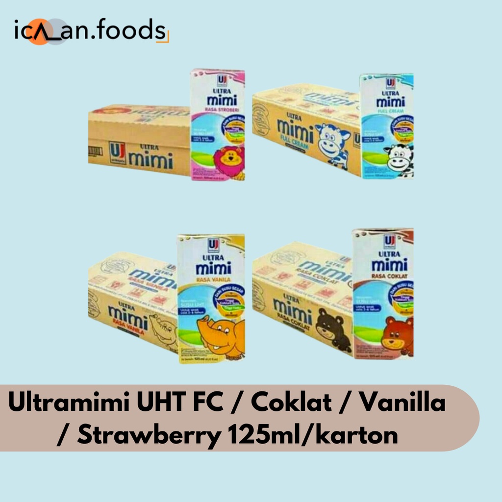Jual Ultramimi Coklat, Strawberry, Vanilla, Full Cream 1 karton (isi 40 ...