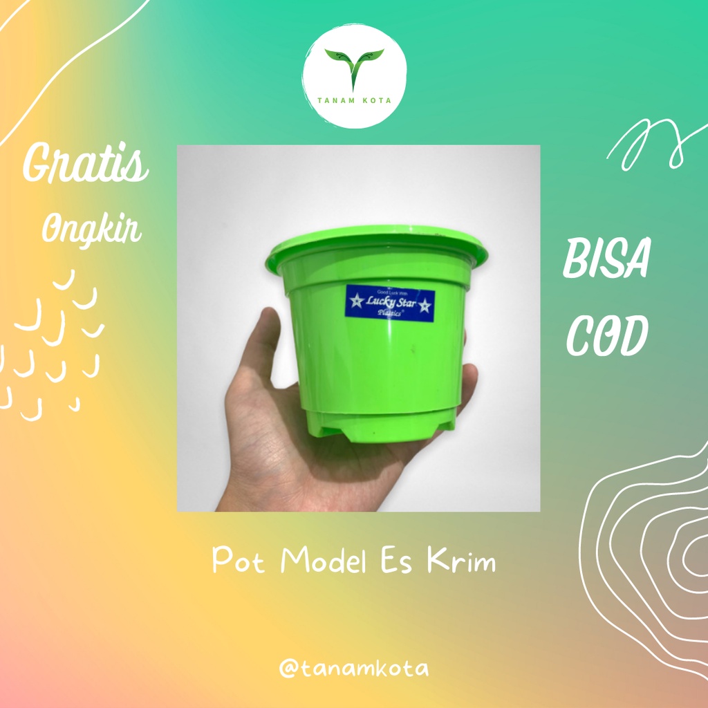 Jual Pot Bunga Model Es Krim Hijau Kaktus Aesthetic Anggrek Minimalis