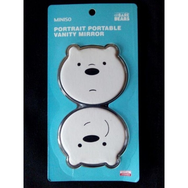 Jual Miniso x We Bare Bears Ice Bear Potrait Portable Vanity Mirror