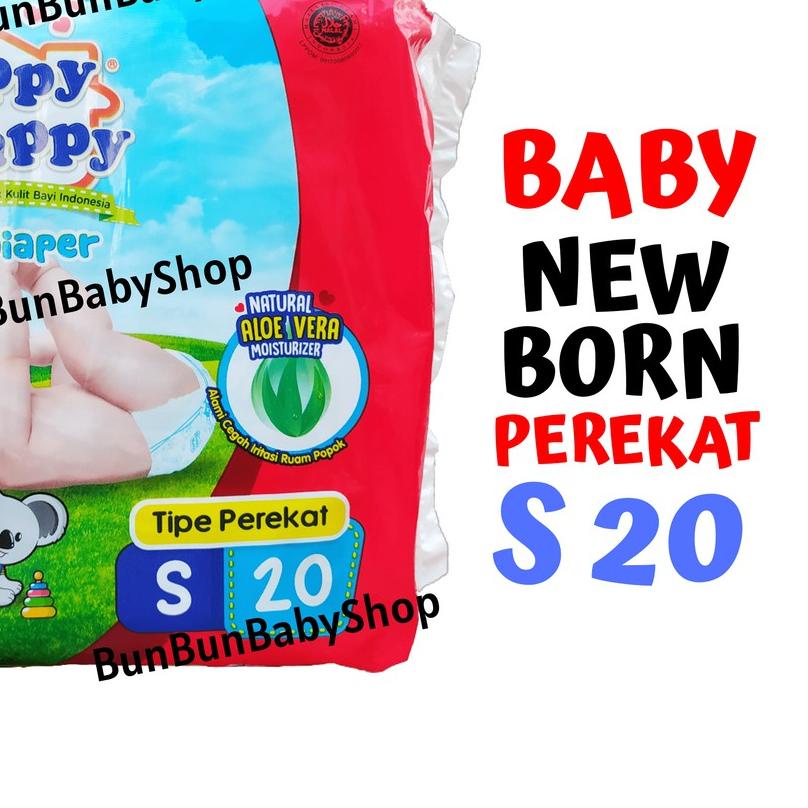 Jual PEREKAT Happy Nappy S20 Perlengkapan Bayi Baru Lahir Diapers Baby Popok Sekali Pakai New Born Bunbun Shopee Indonesia