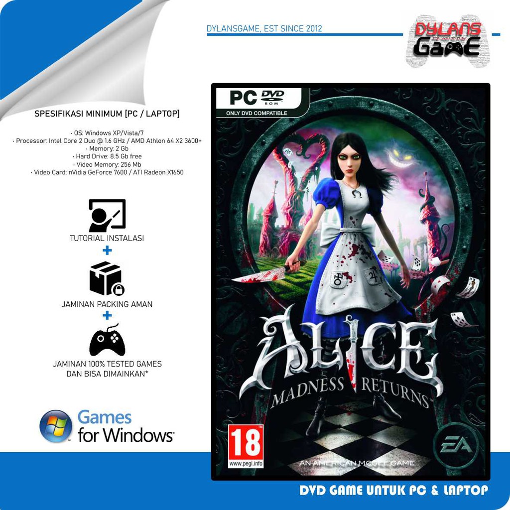 Jual ALICE MADNESS RETURNS KASET GAME PC & LAPTOP | Shopee Indonesia
