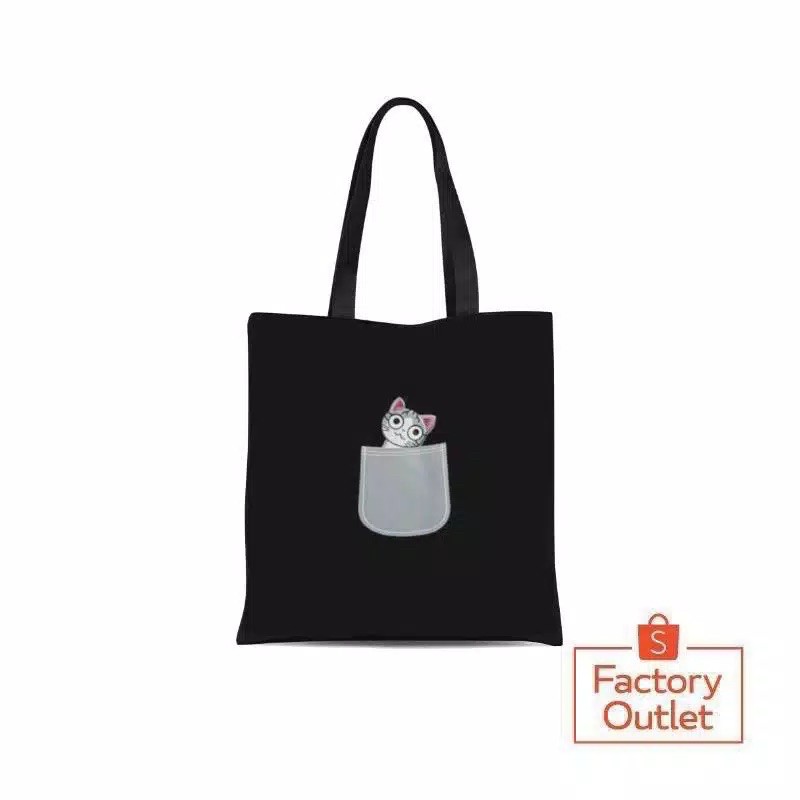 Tote Bag Canvas Miniso motif kucing