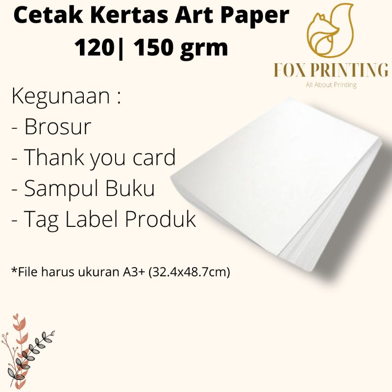 Jual Cetak / Print Digital A3+ Kertas Art Paper 120/150 gram (2 Muka