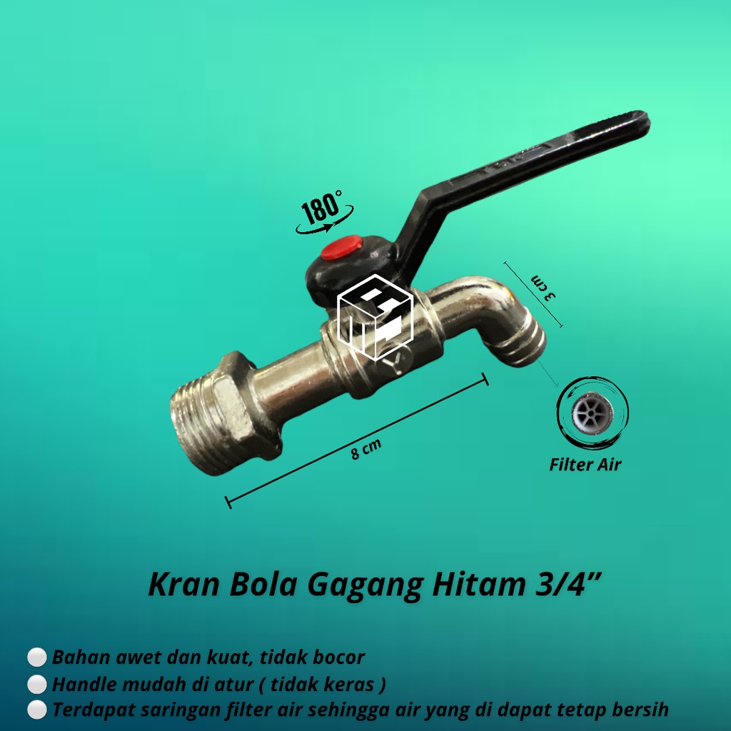 Jual Kran Air Besi Gagang Hitam Kran Tembok Bola Gagang Hitam