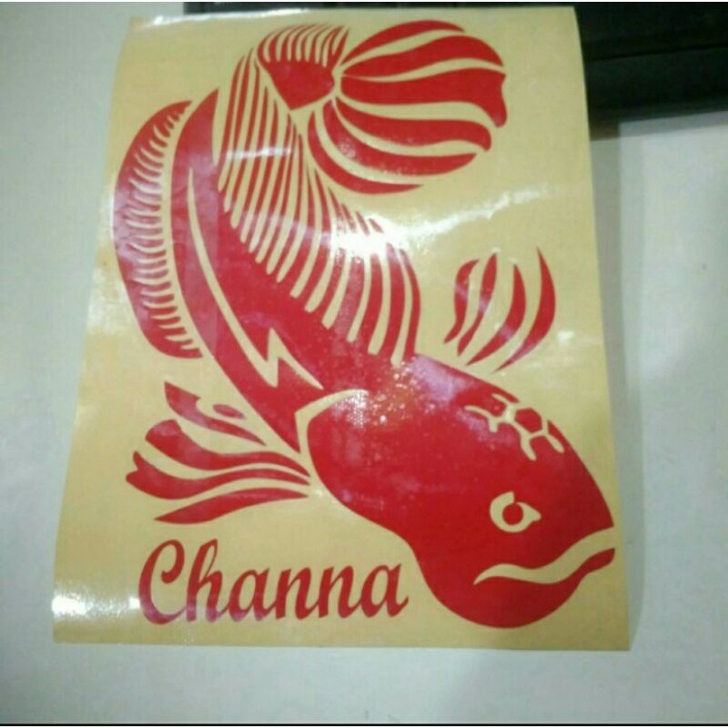 hologram bentuk , sticker, stiker ikan Channa