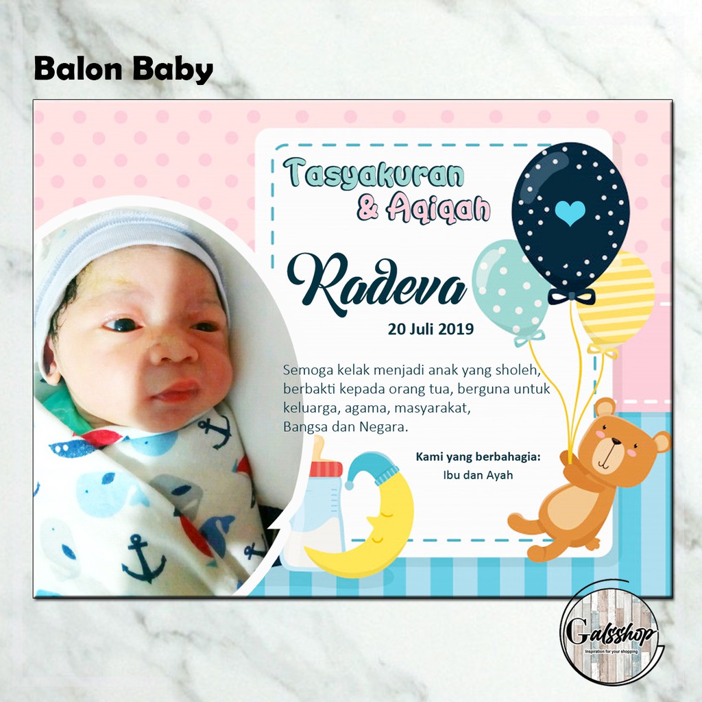 Jual Kartu Aqiqah / Tasyakuran Card / Stiker Aqiqah Balon Baby | Shopee