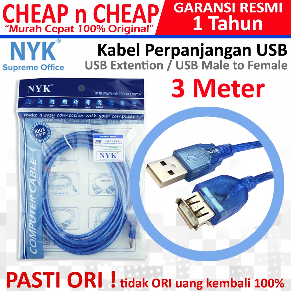 Jual Nyk Kabel Usb Extention Meter Perpanjangan Usb Male To Female M M Shopee Indonesia