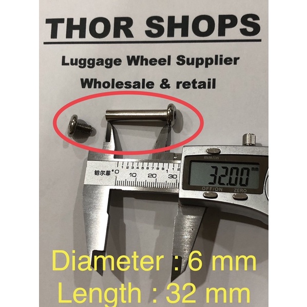 Jual baut as roda koper luggage suitcase screw axle 6mm X 32mm | Shopee ...