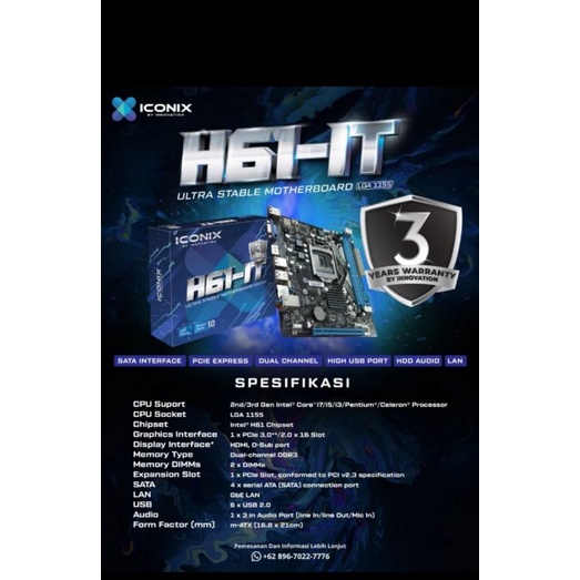 Jual Motherboard Iconix H61 It Lga 1155 Shopee Indonesia