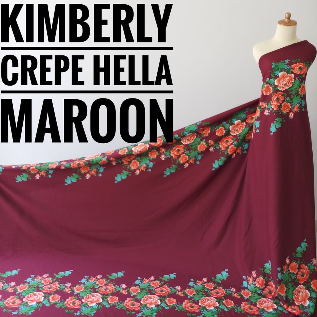 Jual LAST STOCK Kain Meteran Kimberly Crepe Hella Maroon (0.5M