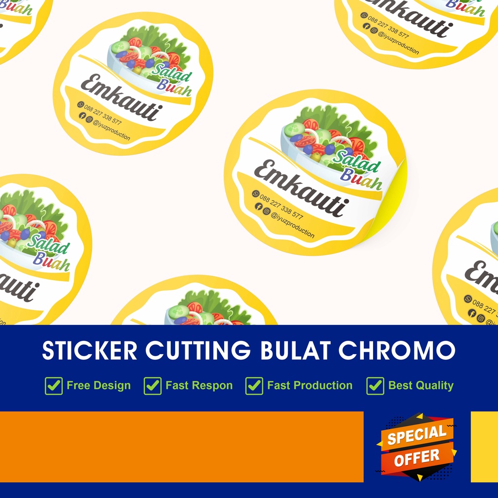 Jual Cetak Stiker Cromo Label Bulat Label Nama Label Makanan Toples Kemasan Botol Minuman 9270