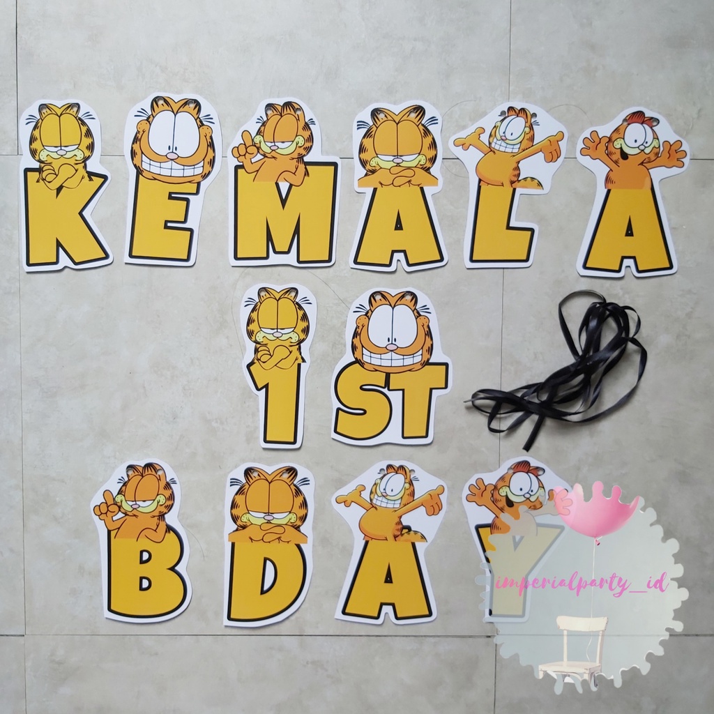 Jual Custom Bunting Flag Banner Huruf DIY Garfield Cat Kucing | Shopee ...
