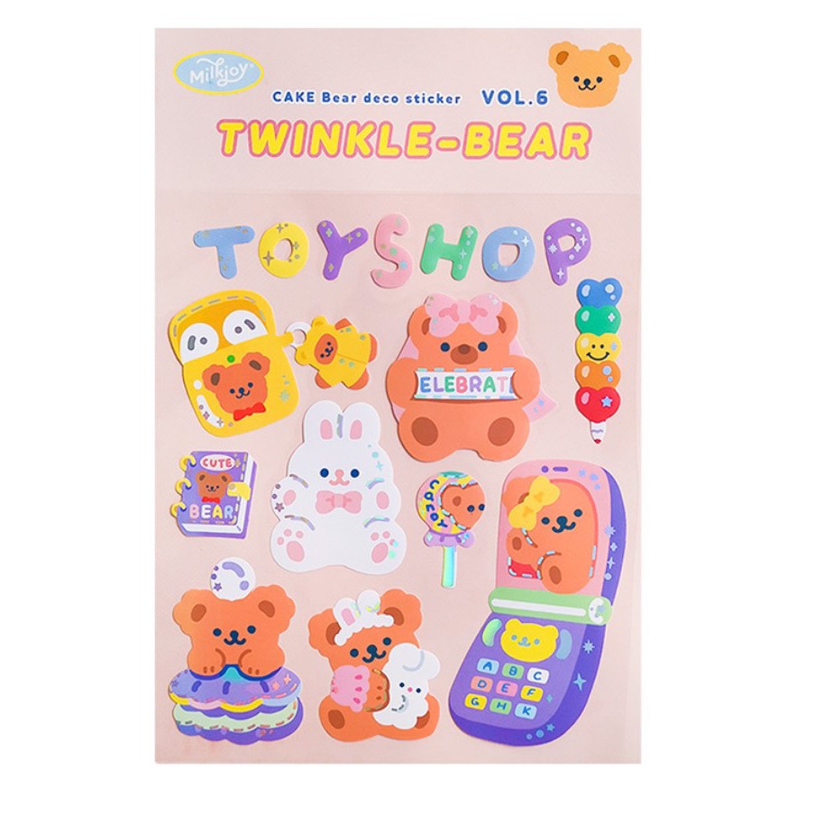 Jual Milkjoy Stikers Series Korean Style Glittery Bear Decoration ...