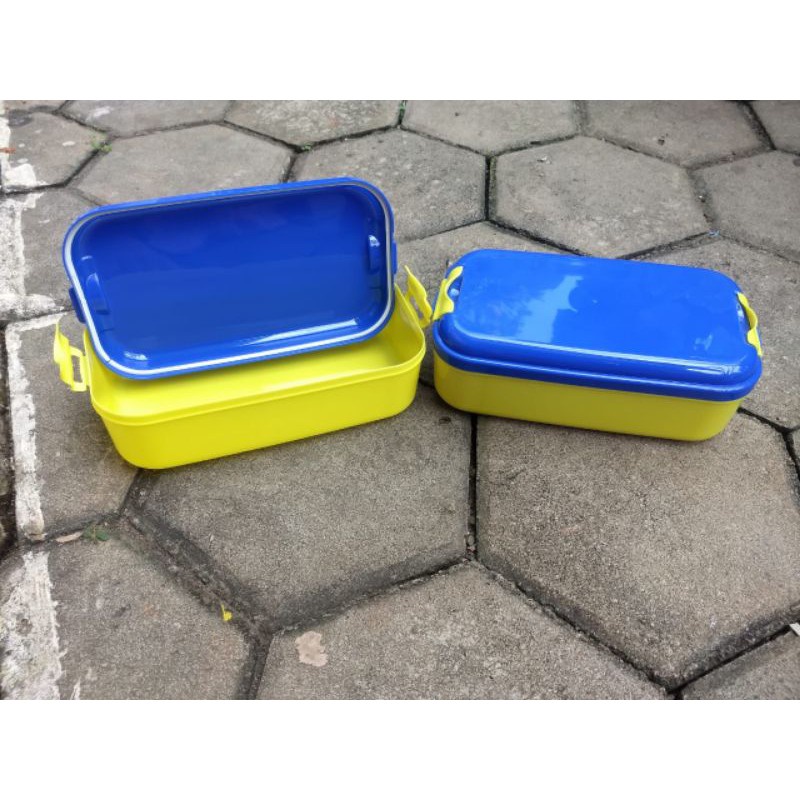 Jual Box Plastik Box Tempat makan warna biru kuning | Shopee Indonesia