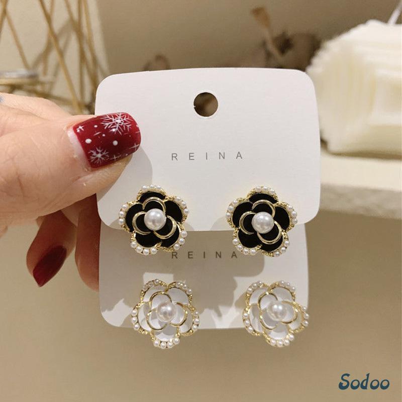 Jual Anting bunga korea korea Stud Silver Needle Bentuk Camellia Gaya ...