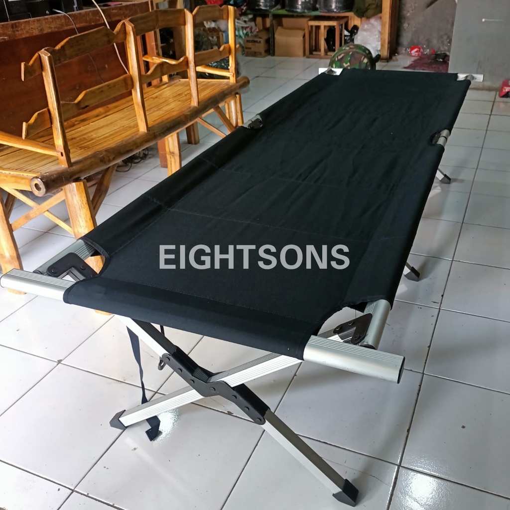 Jual Velbed Hitam TNI POLRI Ranjang Lipat Aluminium Folding Bed Lipat 2 ...