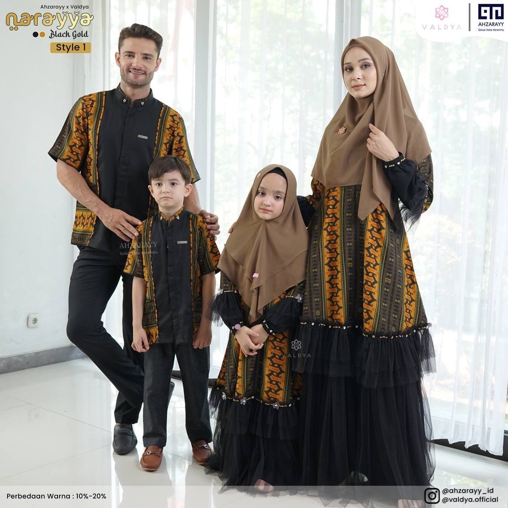 [READY] Nararya Series by Ahzarayy Valdya Sarimbit Idul Fitri Family Set Koko Gamis