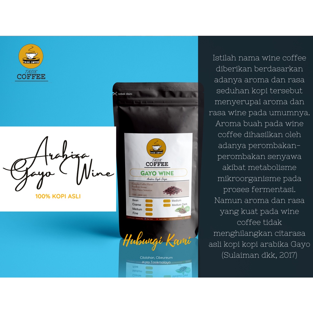 Jual KOPI ARABIKA GAYO WINE 100 GRAM BIJI/BUB…