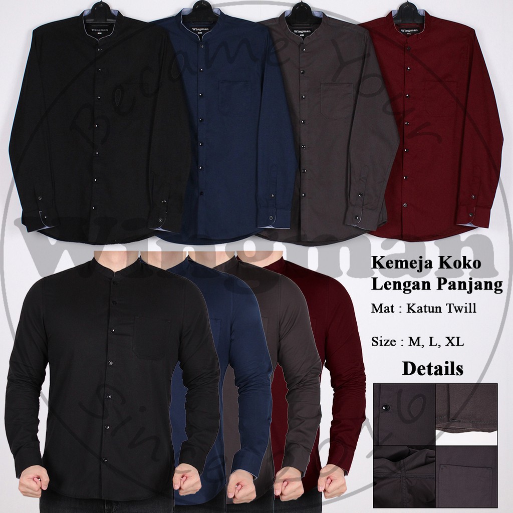 Baju Koko Slim Fit High Quality Lengan Panjang 4 Warna M L XL