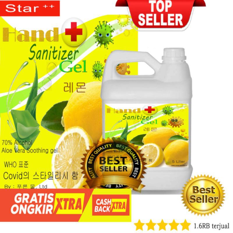 Jual Hand Sanitizer 5 Liter Gel Yellow Wangi Lemon Tidak Lengket Dan ...