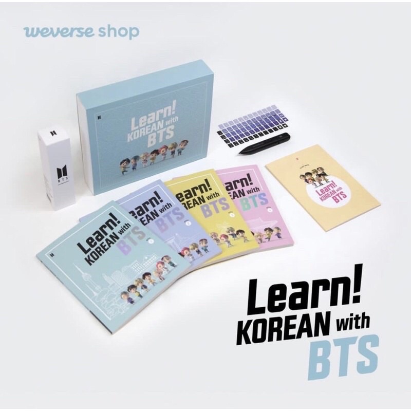 Jual official lets learn hangul with bts package set shopee indonesia