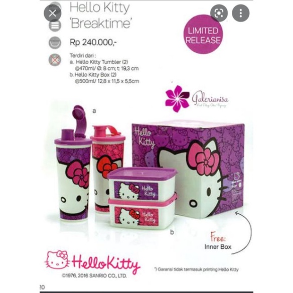 Jual tupperware hello kitty set - Kab. Nganjuk - Tupperware Nganjuk  Original