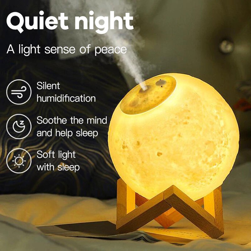 Jual Lampu Tidur 3D Air Humidifier Moon Simulation JSQ-010 Moon Night