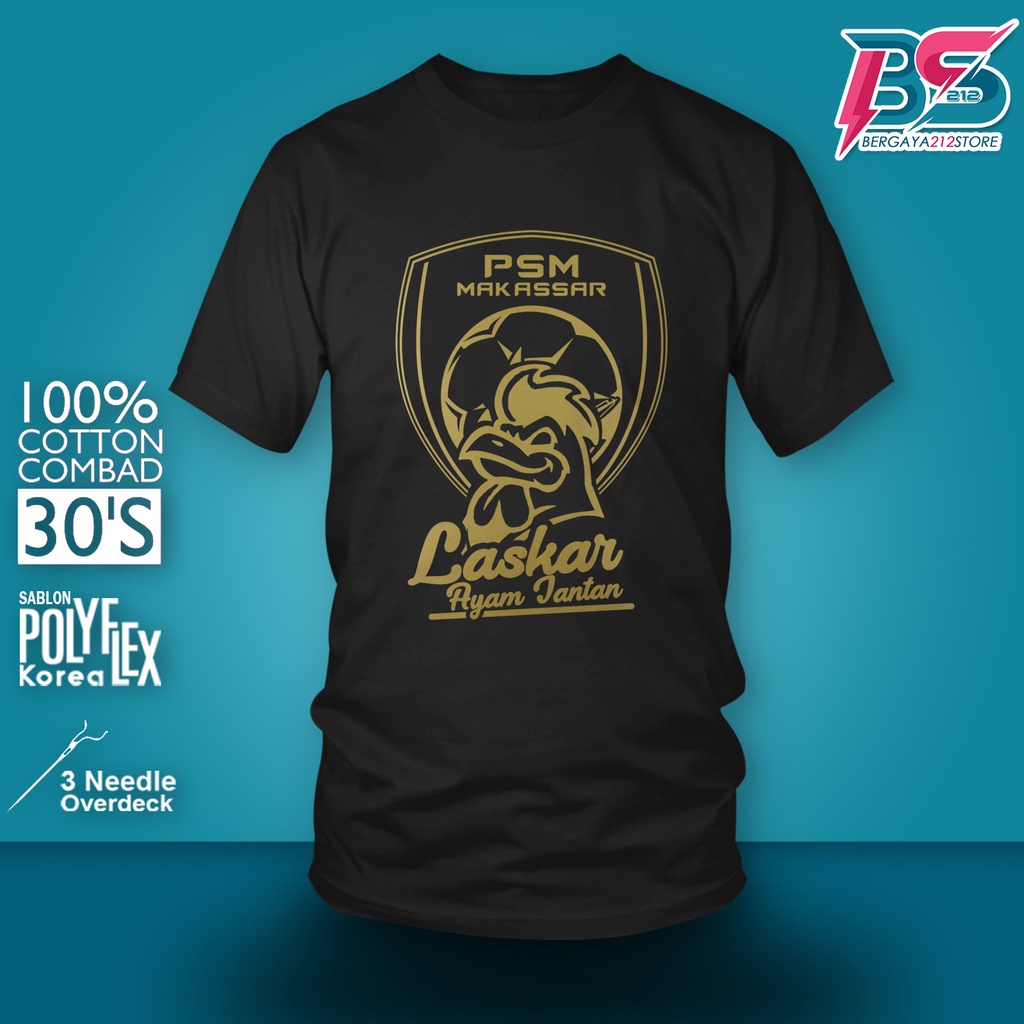 Jual Kaos Distro Laj Laskar Ayam Jantan Psm Makassar Cotton Combed 30s Terlaris Pria Wanita 7101