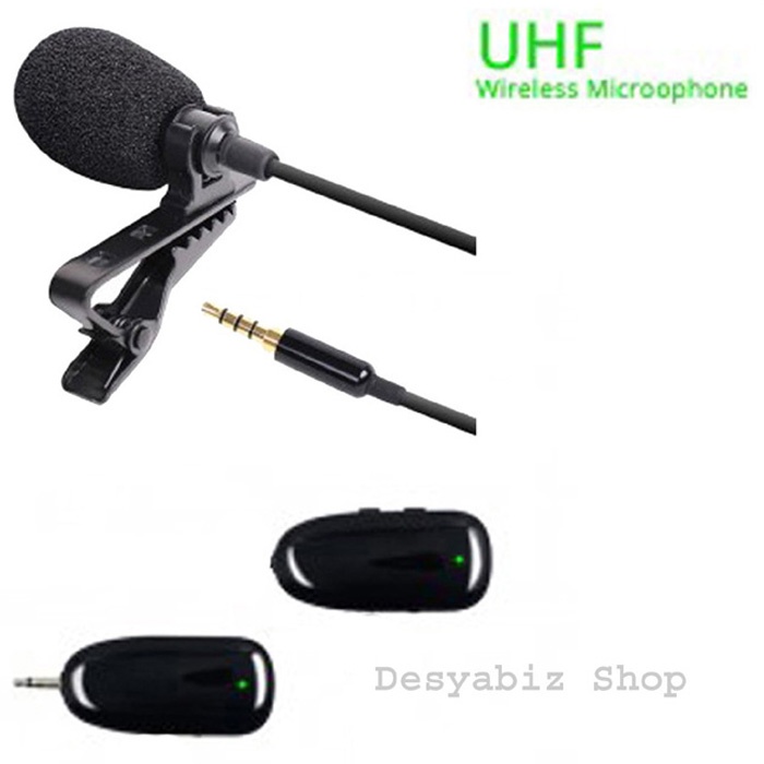 Mic Wireless UHF 3.5mm untuk HP dan Laptop