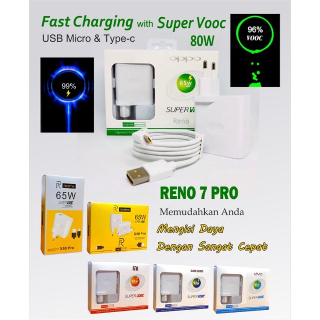 Jual Charger Fast Charging Type C & Micro Reno 5/6/7 SuperVOOC 80W ...