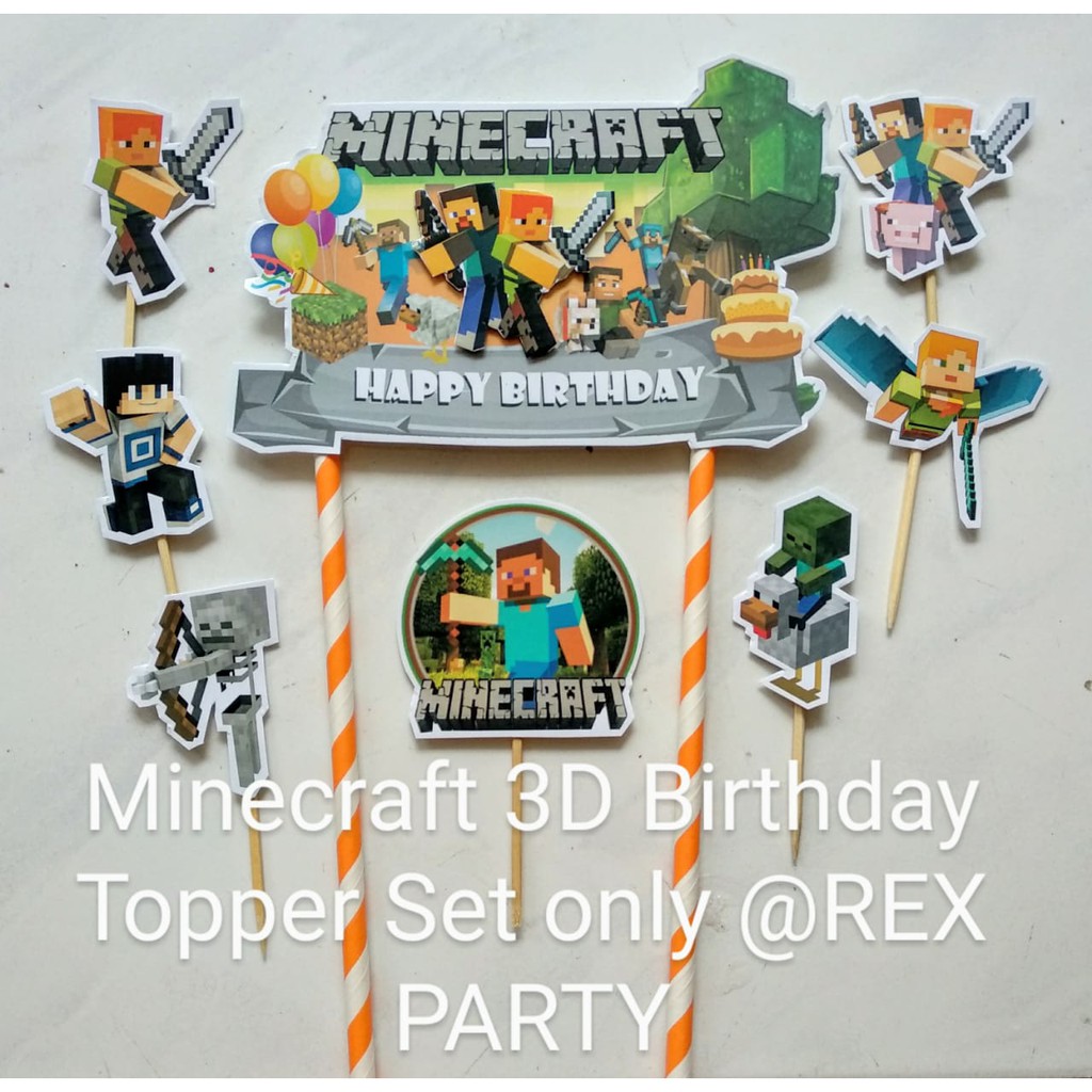 Jual Minecraft Cake Topper/Topper Kue Minecraft/Topper Birthday Banner ...