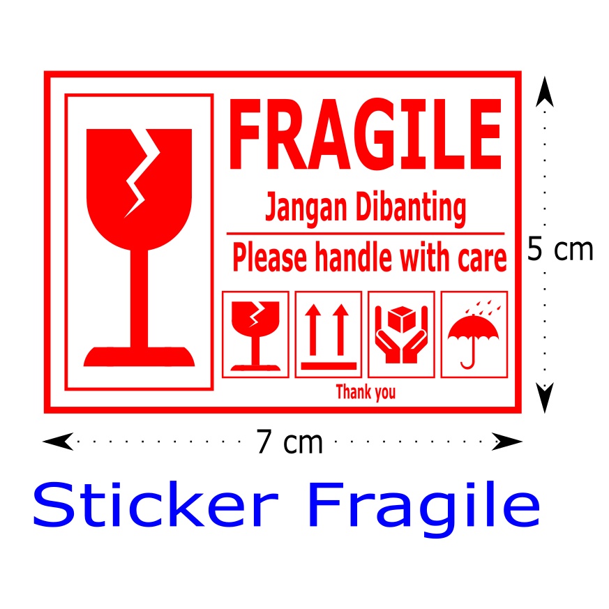 Jual Stiker Fragile Pecah Belah Unboxing Handle Pengiriman Olshop Merah Sticker Shopee Indonesia 2415