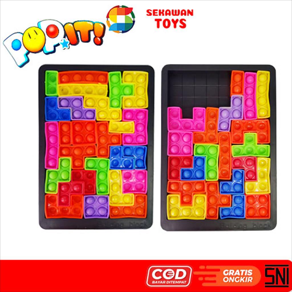 Jual (BISA COD) Mainan Anak puzzle Pop It Tetris/ Mainan pusel Building