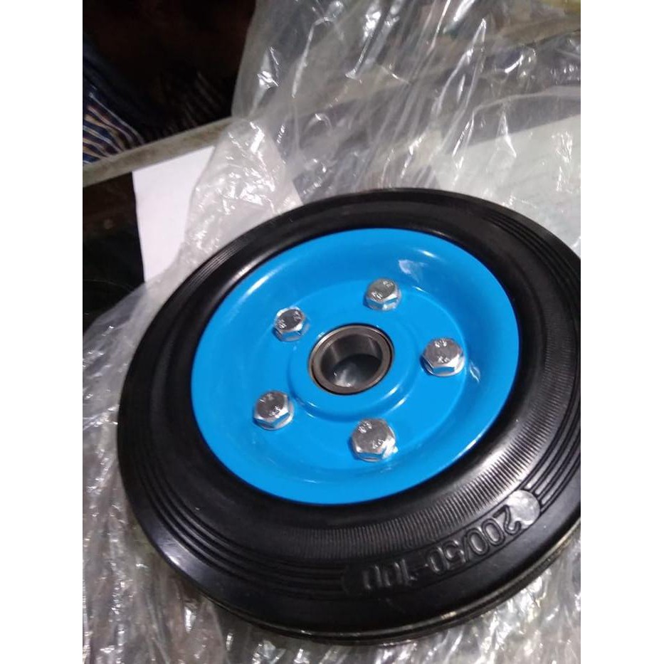 Jual Roda Troli Ban Karet Troly 8 Inch Roda Gerobak Bearing angkut ...