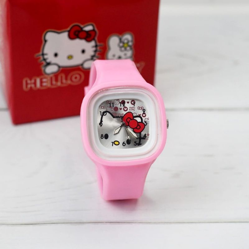 Jual Jam Tangan Anak Gambar Hello kitty Kotak | Shopee Indonesia