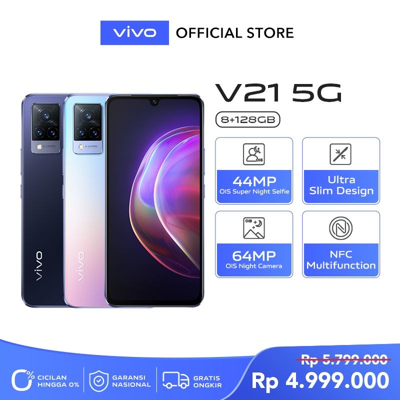 Jual Vivo V21 5g Ram 8 128 44mp Ois Super Night Garansi Resmi Shopee