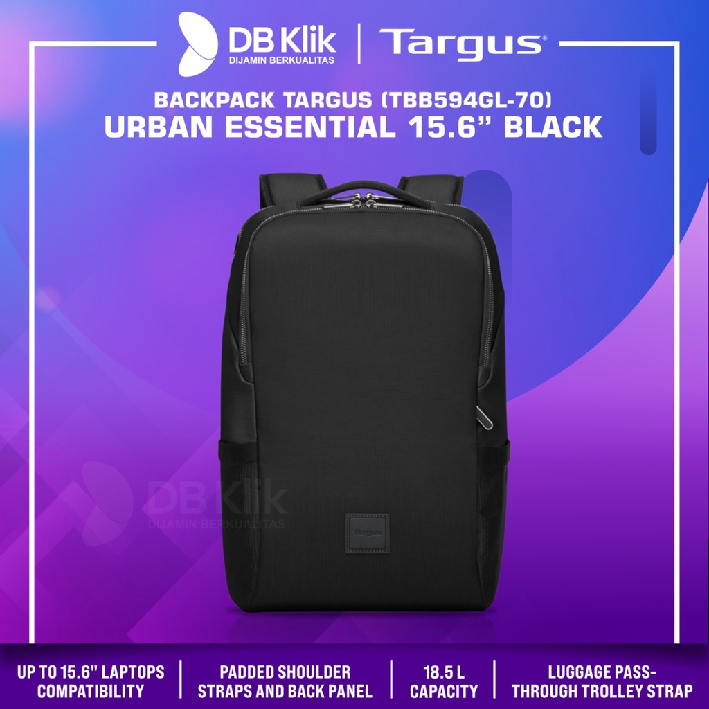 Jual Backpack Targus TBB594GL URBAN ESSENTIAL 15.6" Black TBB594GL70 Shopee Indonesia