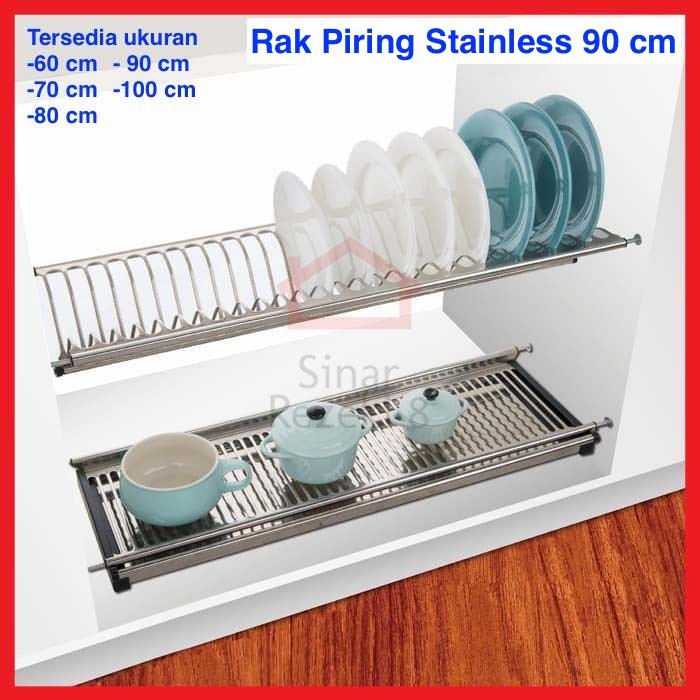 Rak Piring Gelas Gantung Stainless 90 cm Baleno Kitchen Set Kabinet Dapur