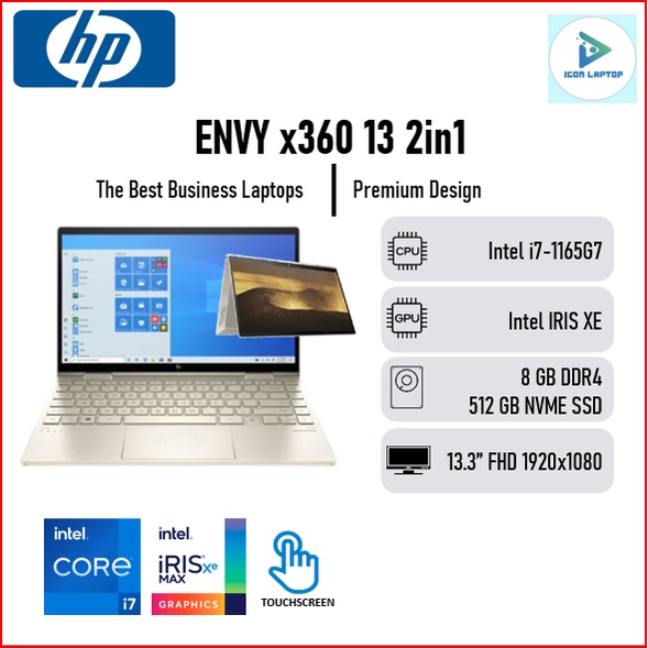 Jual Laptop HP ENVY X360 13 2in1 Touch I7-1165G7 Ram 8GB Ssd 512GB 13.3 ...