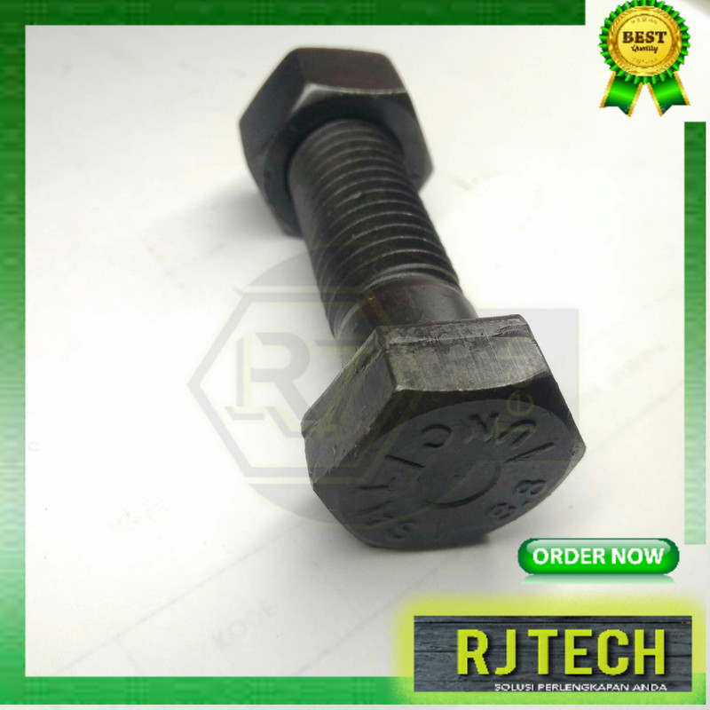 Jual BAUT MUR HTB 8.8 3/4X10 10TPI K28 HALF DRAT - HEX BOLT NUT 8.8 ...