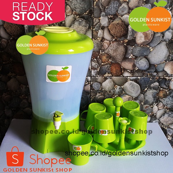 Jual Dispenser Golden Sunkist Set 6 Gelas Dan Rak Gelas Berdiri Shopee Indonesia 5032