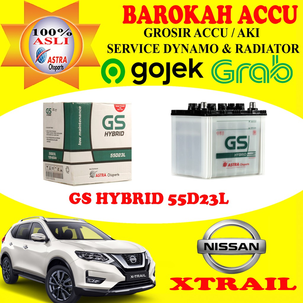 Jual AKI GS ASTRA MOBIL NISSAN XTRAIL GS HYBRID 55D23L , 60 AH | Shopee